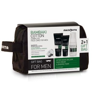 MACROVITA GIFT SET FOR MEN: After Shave Balm 100ml + Moisturizing Face Cream 50ml + FREE Shaving Foam 125ml + cosmetic bag