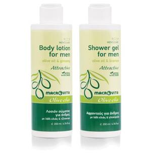MACROVITA Olive.elia Attractive Set für Männer: natürlicher Körperbalsam 200ml + Duschgel 200ml